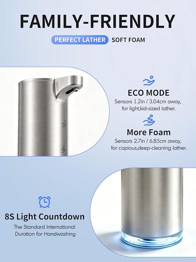 Automatic Soap Dispenser Touchless Foaming: Stainless Steel Free Touch