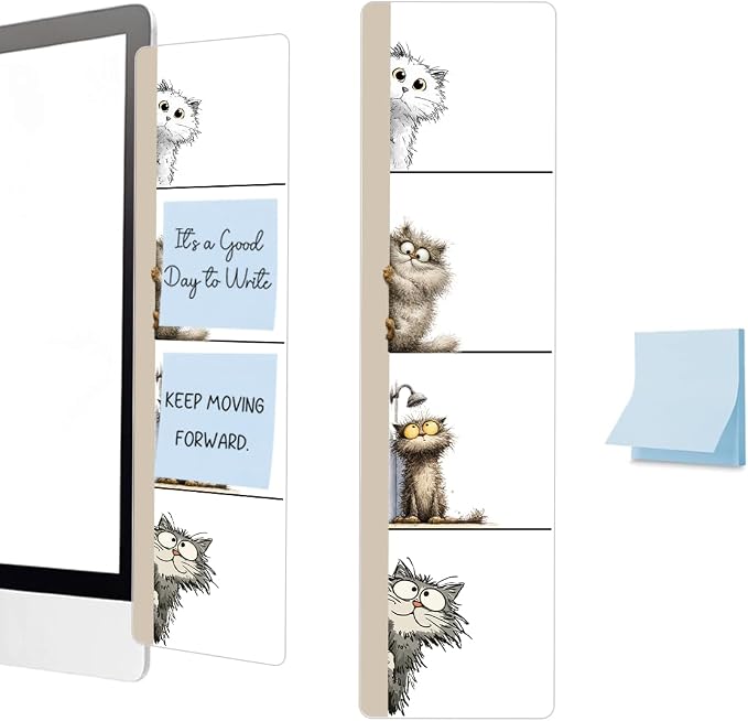 Computer Monitor Memo Board, Sticky Note Holder, Monitor Side Note Board, Acrylic Desk Organizer with 100Pcs Notes for Office Worker Men Women, Home Desktop and Office Desk