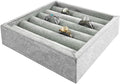 SCIKHETF Velvet Ring Earrings Studs organizer Tray Small Ring Insert Display Tray 5 Slots Stackable (Grey)