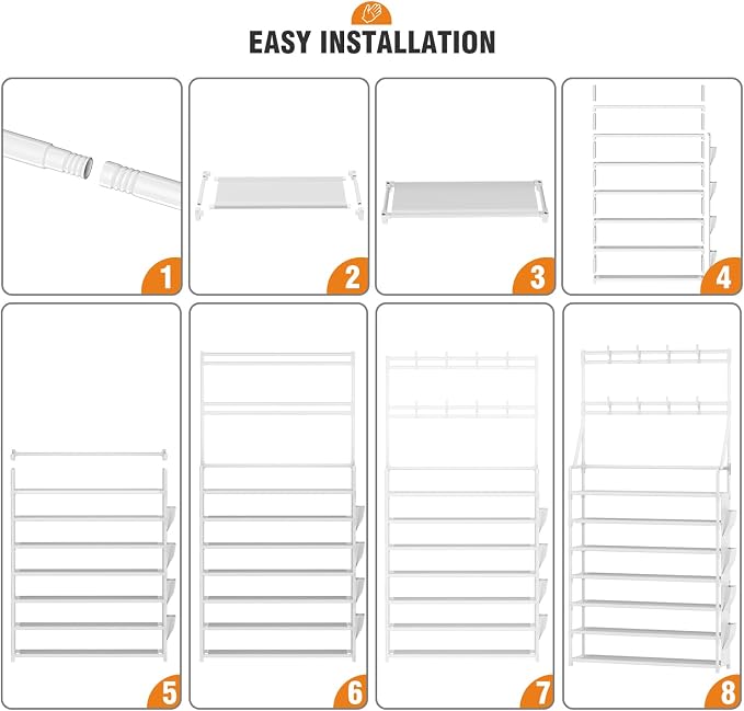 OYREL Shoe Rack 7 Tier Sturdy Shoe Racks Organizer for Closet | 28-35 Pairs Large Capacity Shoe Storage Rack with Multifunctional 5 Hooks and Side Pocket for Entrance Entryway