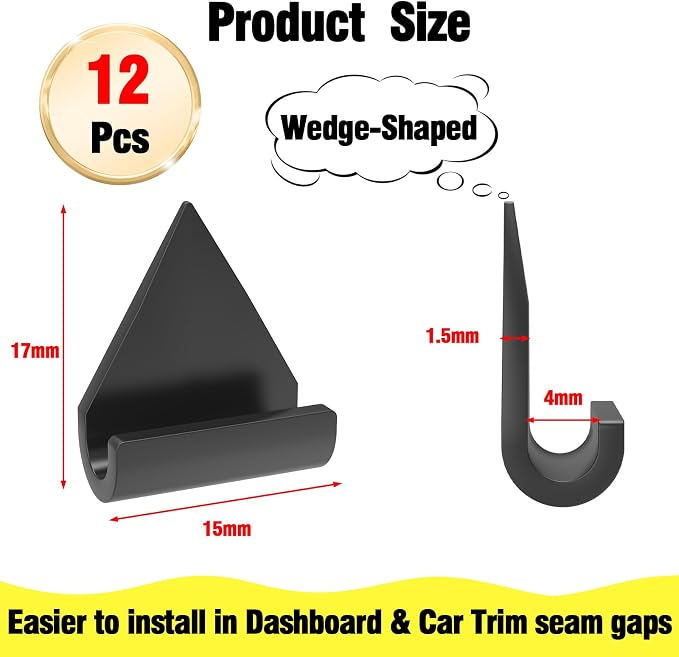 12 Pcs Car Trim Cable Clips, Car Cable Management Wire Organizer Cord-B | Neatly Organize Cables for Vehicle Interior, Easy Installation, Ideal for Phone Chargers, Dash Cams and More