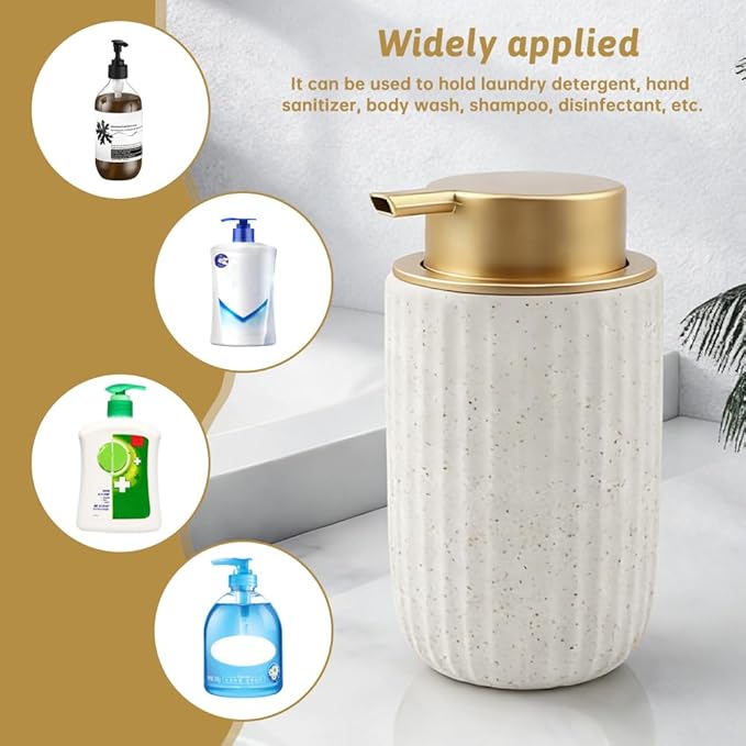 2 Pack Ceramic Foaming Soap Dispenser with Removable Pump, 12 oz Refillable Bathroom & Kitchen Hand Soap Dispenser, Modern Decor for Bathroom & Kitchen