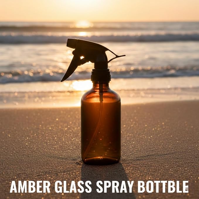 8-Oz (Pack of 2) Amber Glass Spray Bottles BPA Free | Tincture Bottle With Measured Spray, Leakproof Essential Oils Bottles For Health, Personal Care & Beauty