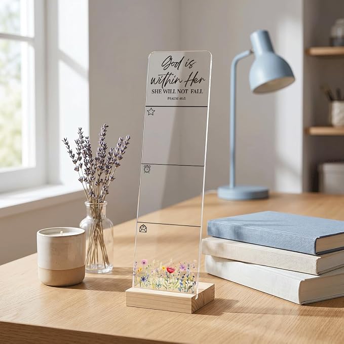 Sticky Notes Monitor Memo Board with Removable Wooden Base God is Within Her She Will Not Fall Portable Acrylic Sticky Note Holder Message Board Sign Bonus 200 Sheets Sticky Notes Office Desk