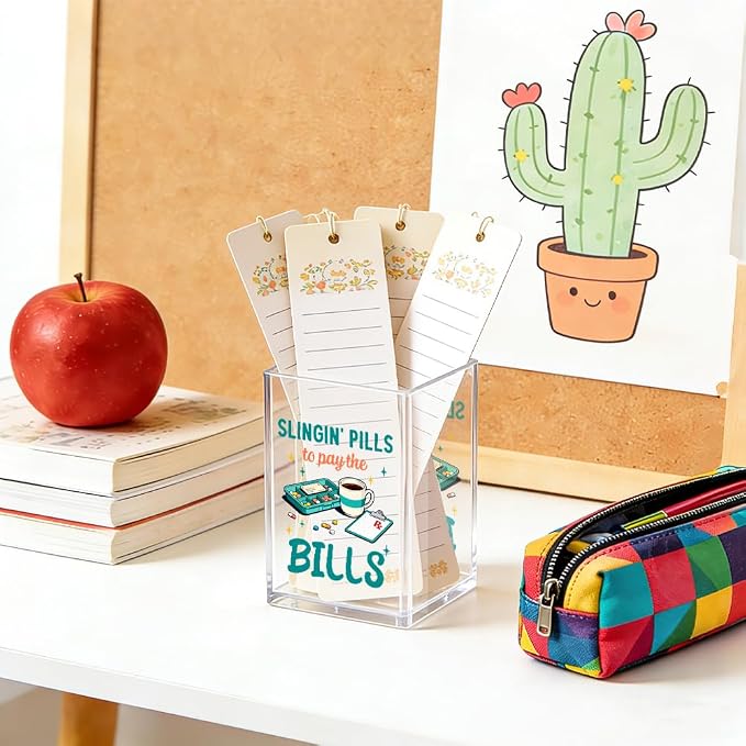 Slingin' Pills To Pay The Bills Acrylic Pencil Pen Holder Cup, Pharmacy Job Worker Makeup Brush Storage Organizer, Funny Healthcare Worker Desk Accessories Holder Gifts for Nurse & Pharmacist