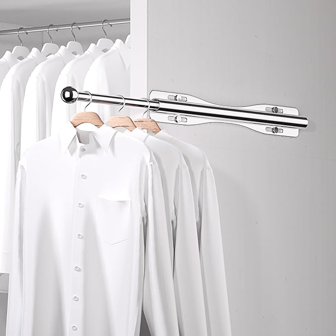 13" Valet Rod For Closet Pull Out Adjustable For Closet,1 Pack Chrome | 13" pull-out valet rod provides convenient hanging space for clothes in closets, bedrooms and laundry rooms.