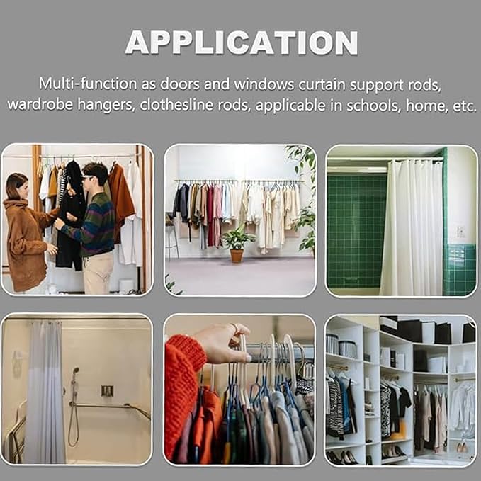 Closet Rod,Adjustable Closet Rods for Hanging Clothes,Rust-Resistant Tension Bathroom Rod for Window,Bathroom,Closet,Room Divider Without Drilling,Heavy-DutyTension Rod