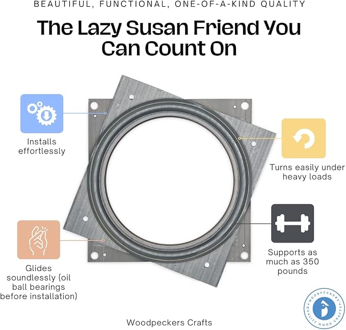 Lazy Susan Hardware, 4 inch, 350 lbs. Load Capacity, Pack of 10 Steel Lazy Susan Turntable Ball Bearing, by Woodpeckers