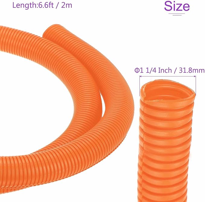 DMiotech 6.6ft Wire Loom Split Tubing 1 1/2 Inch(38.1mm) ID, Cord Protectors from Pet Flexible Conduit Cable Management for Office Home Garden, Orange