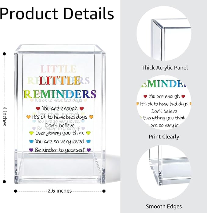 Little Reminders Pen Holder Cosmetic Organizer, Fun Self Love Pen Pencil Holders for Desk, Appreciation Little Reminders Desk Accessories, Home Office Gifts Organizer for Daughter Son Therapist