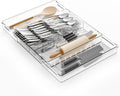 Large Expandable Silverware Organizer - Adjustable From 11'' to 21.3'' - Spatula,Gadget,Knife,Cutlery,Spoons and Forks Organizer,Clear Flatware,Silverware Tray,Utensil Organizer for Kitchen Drawers