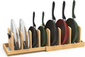 Bamboo Expandable Pot Lid Organizer, Pots and Pans Holder Rack for Cabinet | 10pcs Removable Dividers, Customized Storage, Space-saving, FSC-certified Bamboo, No Assembly