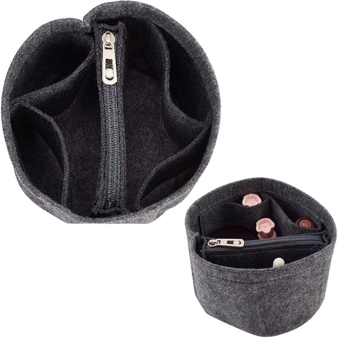 WADORN Felt Purse Organizer Insert, Black (Round, 5.1x4.65in) Materials, Efficient Storage, Practical Design, for LV Cannes & Other Bucket Bags
