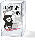 I Love My Job Acrylic Makeup Brush Pencil Holder Cup, Funny Grim Reaper Pen Holder For Friends HR Nurse, Office Sarcastic Gifts for Women Coworker Employees, Gag Gifts for Office Desk