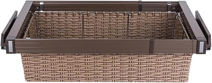 Pull Out Cabinet Storage Basket,Wardrobe Storage Organiser,Easy Pull Out Drawer Dividers for Closet,Stackable Detachable,for Kitchen Office Wardrobes Cupboard Storage(Black,445mm x 446mm x 192mm)