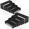 Yikaroeli 2 Set Large Black Display Risers Wooden Tiered Risers for Display Stand 4 Tiered 8Pcs Racks Perfume Organizer Food Risers for Vendor Events for Party(black)