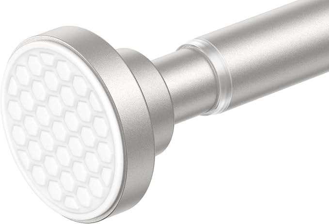 AIZESI Brushed Nickel Shower Curtain Rod, Adjustable 42-74 Inch Tension Shower Curtain Rod, 1" Diameter Shower Rod No Drilling, Anti-Slip, Premium Stainless Steel Anti-Rust