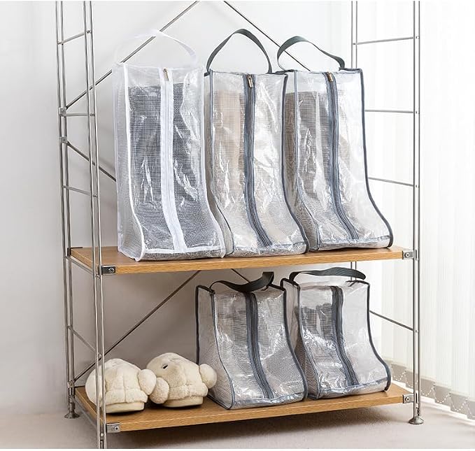 2 Set Black Edge Shoe Storage,Portable Short Boots Storage&Protector Bag | Protector Bag, Shoe Dust Bags & Sleeves for Travel,Clear Boots Cover, Shoes Packing Organizers for Adult Sneakers