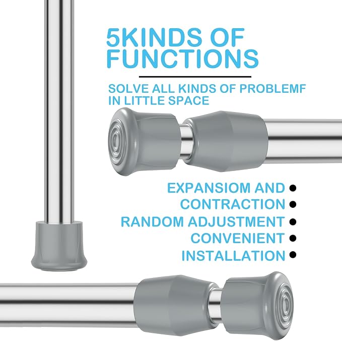AIZESI Spring Tension Curtain Rod Short Tension Rod (Silver,27" to 37"-2Pcs)