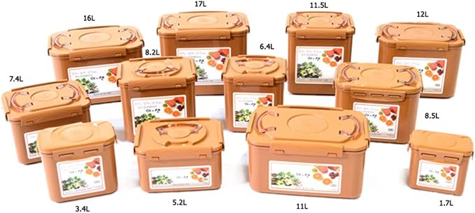 e-jen Premium Kimchi, Sauerkraut Container Probiotic Fermentation with Inner Vacuum Lid (Earthenware Brown, 2.9 gal/ 11L)
