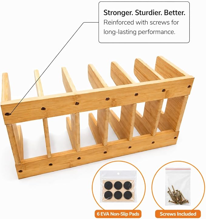 Pot Organizers Inside Cabinet – Pot Lid & Plate Rack for Cabinet, Multi-Use Storage for Lid Organizer Inside Cabinet - Cutting Boards, Baking Sheets & Trays - Fits Under Cabinet or Drawer