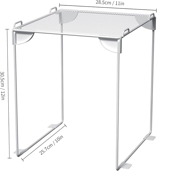 Neudeco Locker Organizer Kit, White, 4-Piece Set | Foldable Mesh Locker Shelf, Magnetic Pen Holders, Stackable Storage, For School, Work & Gym Lockers