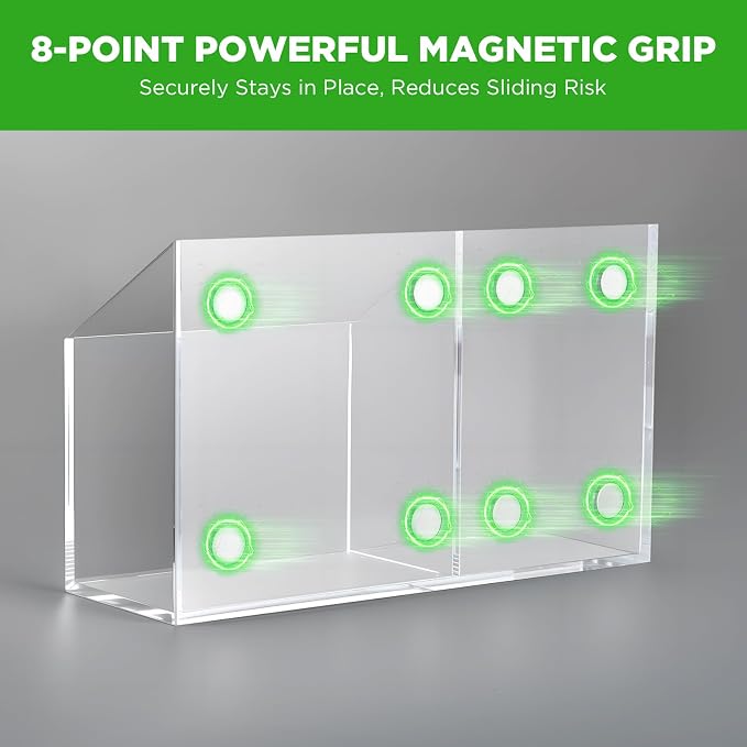 Magnetic Dry Erase Marker Holder for Whiteboard, Acrylic Magnet Pen Holder for Refrigerator Fridge, Marker Holder for Classroom Teacher, Pencil Cup, Office Accessories Decor, Locker Organizer