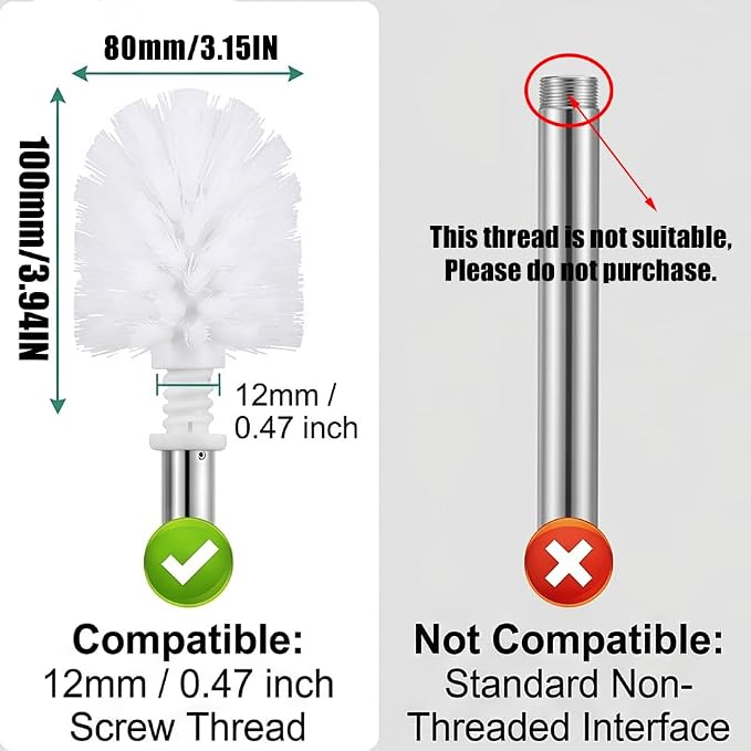 4Pcs Toilet Bowl Brush Replacement Head, Universal Toilet Brush Head Replacement, Ball Shaped Toilet Brushes Heads, for Home Hotel Bathroom Cleaning Tool(White)