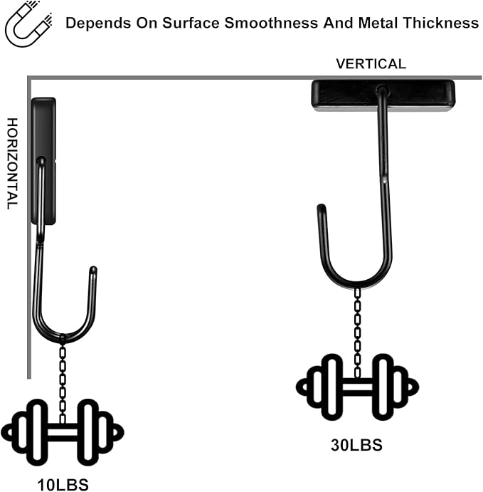 MAGTSMEI Magnetic Hooks, Heavy Duty Strong Neodymium Magnets with Hook, Black Magnet Hooks for Fridge, 30LBS Industrial Magnetic Hooks for Hanging, Locker, Kitchen, Cruise, Grill, 6 Pack