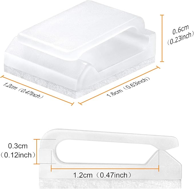 Cable Tidy Management Self Adhesive Cable Clips,100Pack Clamps Fix Led Light Clips (for 10mm(3/8") Wide Strip Light)