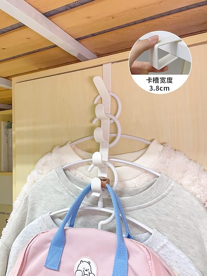 2Pcs Over The Door Hat Rack, 5 Layer Hanging Organizer Hooks for Closet | ABS door hanger rack for hats, bags, coats and towels, ideal for bedroom, bathroom and space saving storage