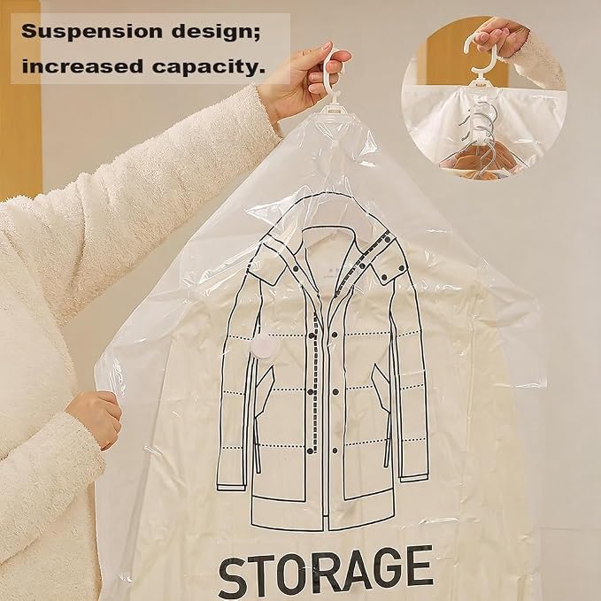 Hanging Vacuum Storage Bags – Space-saving storage bags for clothes, suits and jackets(One,70 * 90cm)
