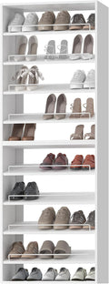 Modular Closet System, 31.5" Wide Wall-Mounted Closet Tower Organizer with Adjustable Shoe Shelves for Walk-In Closet Storage, White