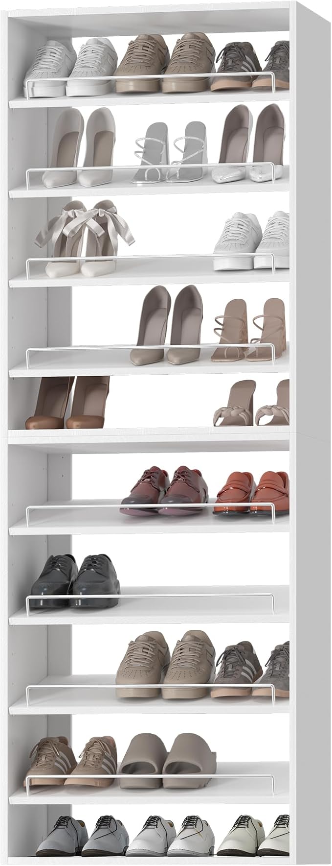 Modular Closet System, 25.5" Wide Wall-Mounted Closet Tower Organizer with Adjustable Shoe Shelves for Walk-In Closet Storage, White