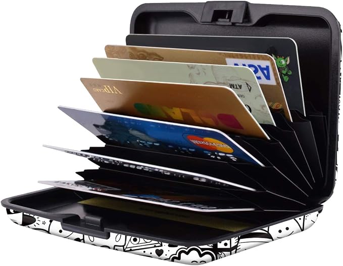 Coco Rossi Credit Card Holder RFID Aluminum Small Mini Wallet Women | Metal Wallet, Business Cards Holder, ID Case, Slim Sleeves, Womens Girls Gift, Carry Proof Wallets for Travel, Cartoons