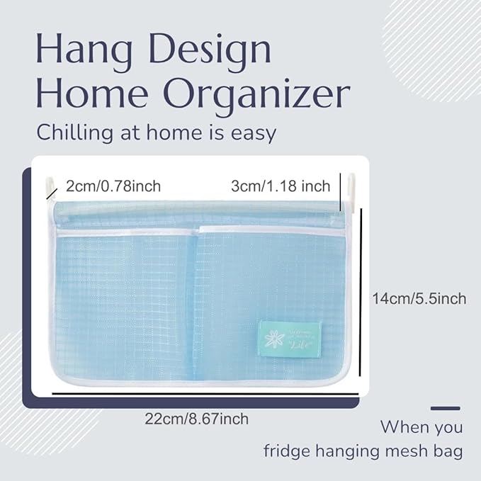 2 piece Refrigerator Door Organizer Set Fridge Hanging Mesh Bag for Kitchen Storage Bag Household Sundries Sorting Bag Used to Refrigerator Side Door Storage Small Objects Containers