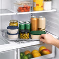 Oizeir Refrigerator Lazy Susan Turntable – Clear Rectangular Fridge Organizer with Suction Cups, 360° Rotating Tray for Side-by-Side Refrigerators, Cabinet & Pantry Organization
