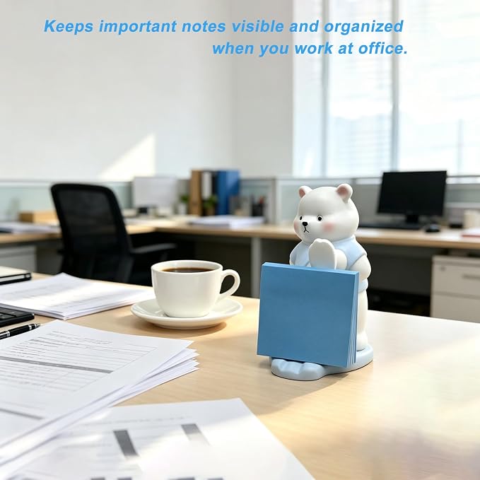 Blue White Bear Pop-Up Sticky Note Dispenser 2-in-1 Phone Stand with 3x3 Notes
