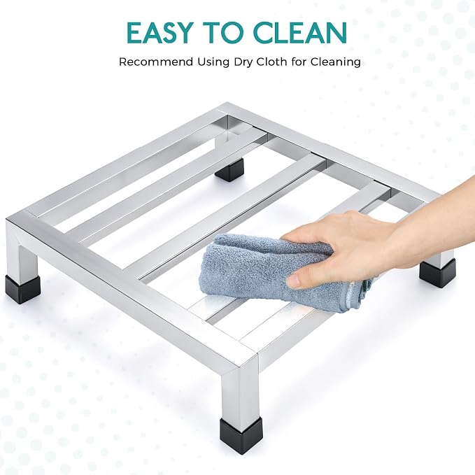 2 Pack Stainless Steel Dunnage Rack, 13.78" L x 13.78" W x 3.94" H,Heavy Duty Floor Stand, Multifunctional Food Storage Rack, Floor Risers for Restaurant Kitchen Shop