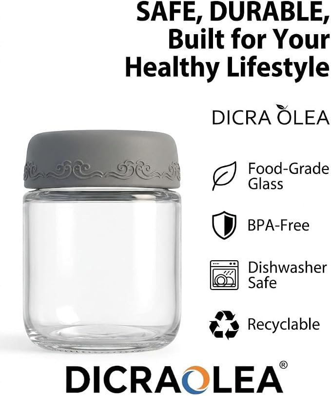 4oz 8Pack Glass Dressing Jars with Leakproof Lids, Containers for Sauce, Salad Dressing, Dips & Snacks – Reusable Glass Food Storage Cups for Lunch Box & Meal Prep(4oz-8Pack)