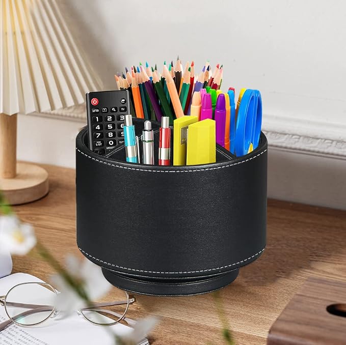 BIBELUN TV Remote Control Holder 360 Swivel Pen Holder Art Supply Organizer | Nightstand Organizer Caddy, Desk Accessories for Media Controllers Office Supplies, Living Room Bedside Table Decorations