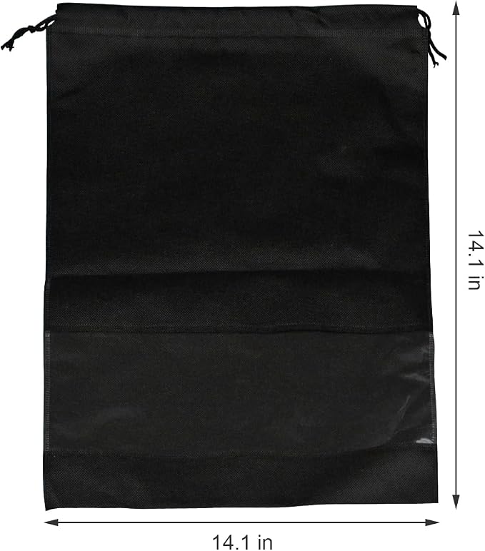 5 Pack Shoe Bags for Travel, Drawstring Bag for Men Women, Shoe Storage, Travel Essentials, Organization Accessories (5, Black)