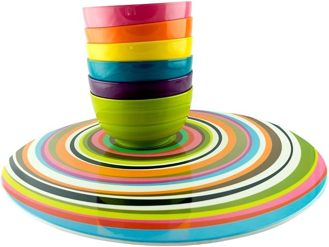 French Bull Lazy Susan Large Melamine Rotating Dinnerware Platter Turntable Table, Serving, Party, Kitchen, Organizing, Pantry, Cabinet, 15-inch, Ring