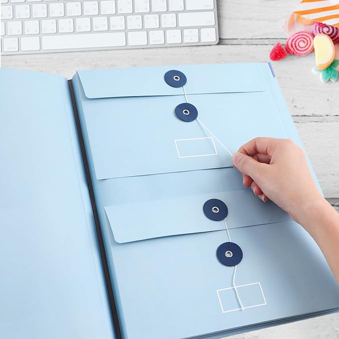Important Document Organizer|Personal Binder Organizer with Labels Accordion File Stylish Binder for Storing Important Papers, Certificates, Passports, Photos, and Letters (Khaki)