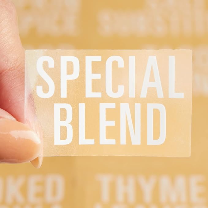 Talented Kitchen Spice Labels Stickers - 134-Count White Glossy Vinyl Minimalist Design - Preprinted Stickers for Spice Jars & Pantry Organization - For Dark Bottles