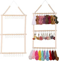 YOcity Headband Holder Organizer for Girls Baby Headbands Hair Accessories Organizer Hair Bows Storage Hanging Decor for Nursery Toddler Girls Room (Beige)