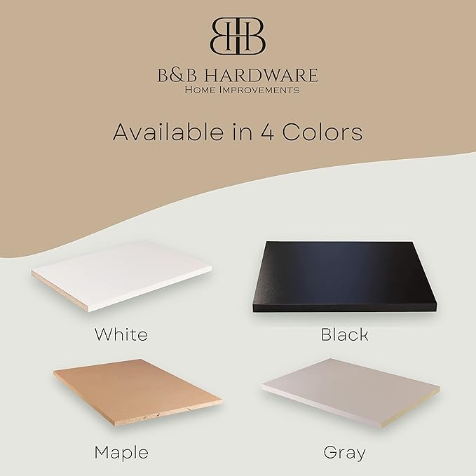 B&B HARDWARE Cabinet Shelves - Melamine 3/4'' Thick - Custom Organize Space with Stylish Cabinet Melamine Shelves Cut to Size - Perfect Solution for Home & Office - (19" Depth x 22 inches Length)