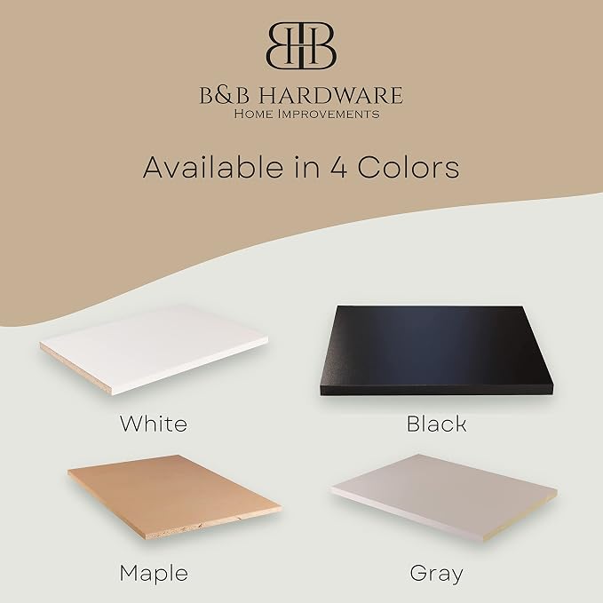 B&B HARDWARE Custom Organize Space with Stylish Melamine Shelves - Perfect Solution for Home & Office - Cut to Order (20" Depth x 32" Length)
