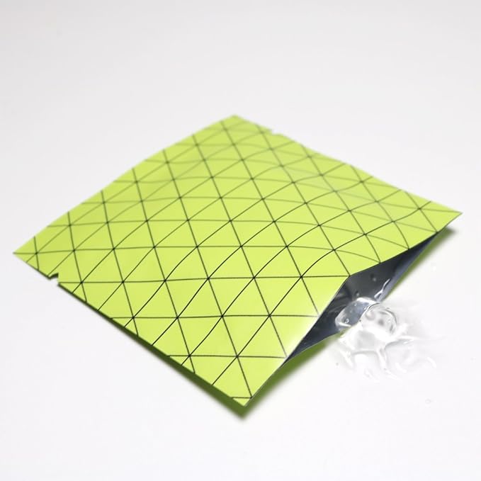 100 PCS 4 Mil Thick Open Top Heat Seal Bags, PET+AL+PE Mylar Bags with Easy Tear Notch, Resealable Heat Sealable Pouch for Food Storage, Packaging, Not Vacuum Bags (Green, 10 * 10CM/3.9"*3.9")