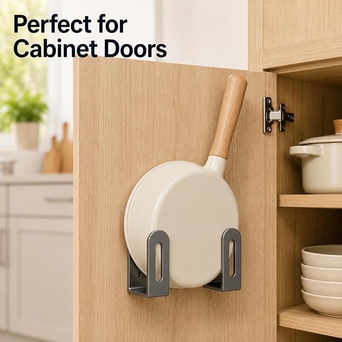 6 Pcs Under Cabinet Cutting Board Holder - Thicker Stainless Steel with Strong Adhesive & Nails, Cutting Board Holder Pot Lids Rack Storage Stainless Steel Under Shelf Counter Chopping Board(Grey)